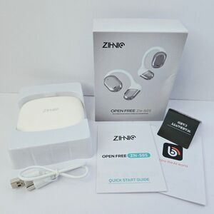 Zihnic Open Free ZN-S05 Earbuds White Silver Sports Wireless Headphones Open Ear
